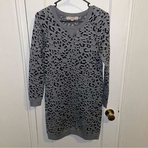 LOFT Leopard Print Sweater Dress - Picture 2 of 5
